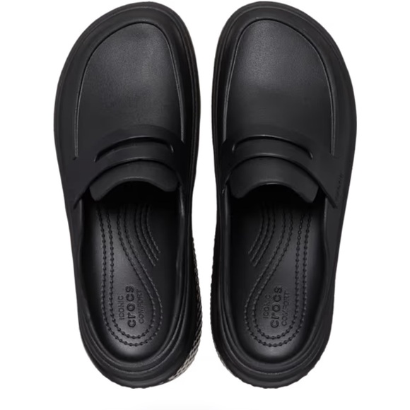 Crocs Unisex Stomp Platform Black Penny Loafer Size 8 - Picture 7 of 8